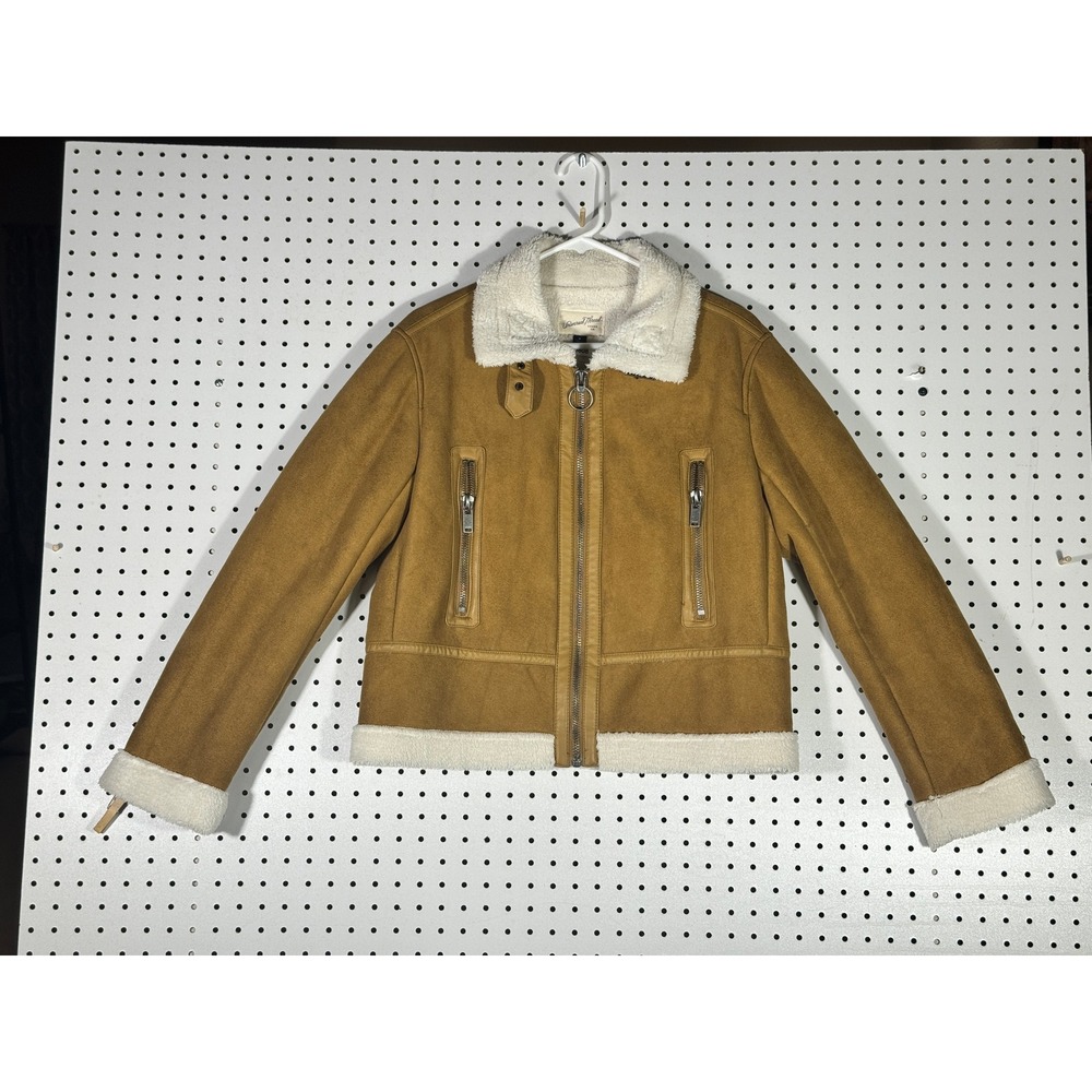 Universal Thread Womens Tan Faux Suede Sherpa Aviator Jacket Brown M VN1254020